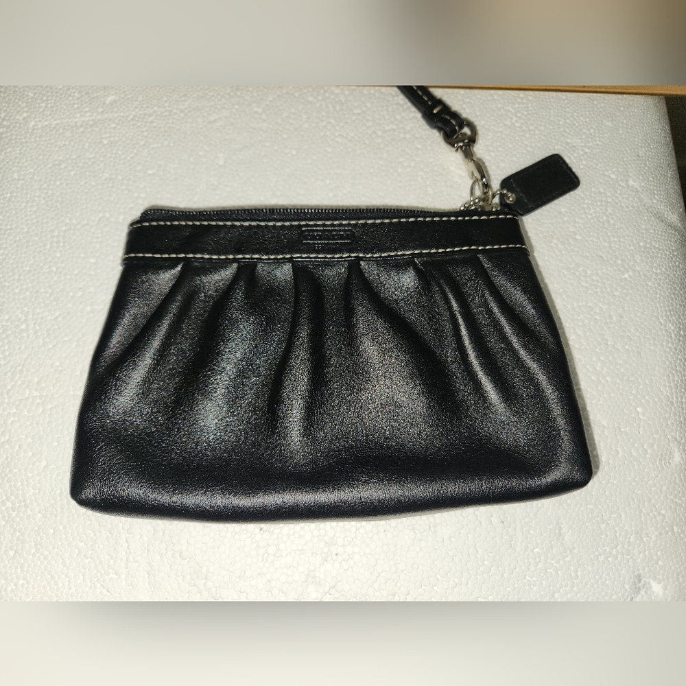 EUC Black Leather Coach Wristlet